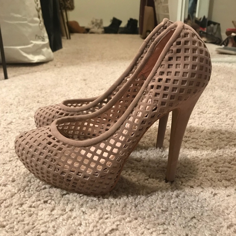 Mauve Suede Mesh Heels